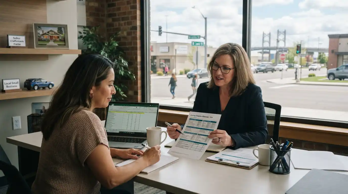 Insurance advisor reviewing coverage options with a customer in Pasco, Washington