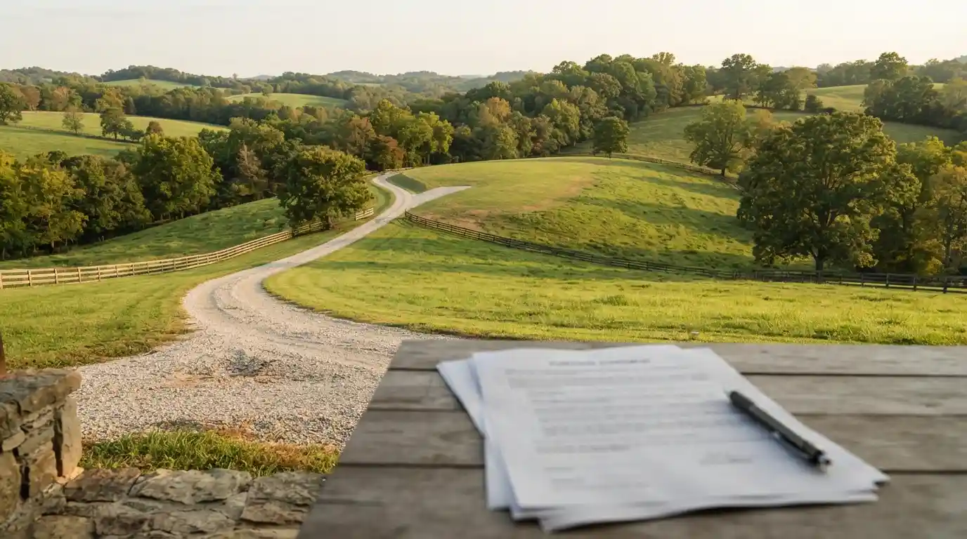 Rural Kentucky land with a purchase agreement representing owner-financed property buying