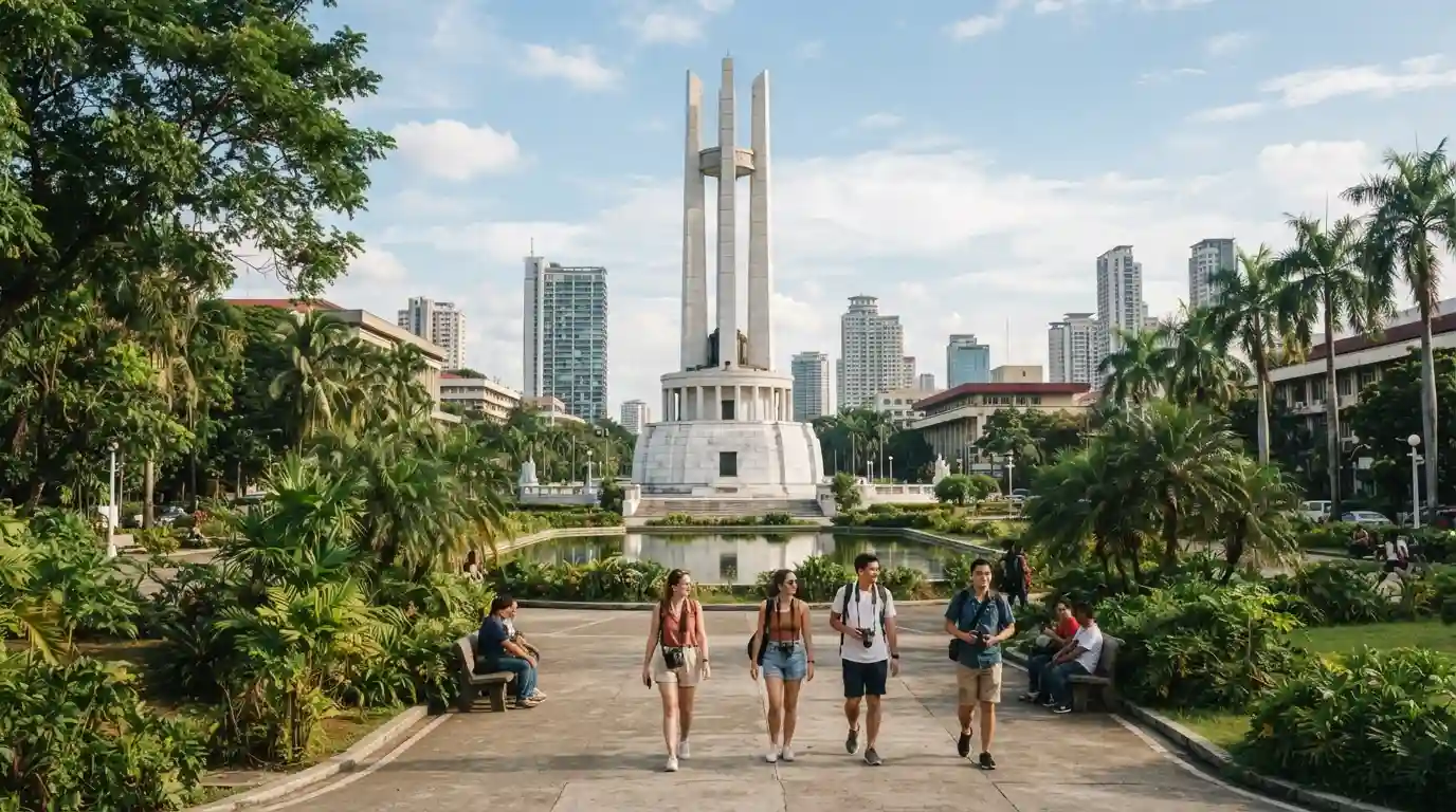Quezon Memorial Shrine surrounded by greenery in Quezon City, Philippines